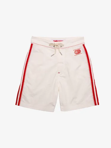 Women Made Some Long Shorts Cream and Red Lisa Says Gah Shorts