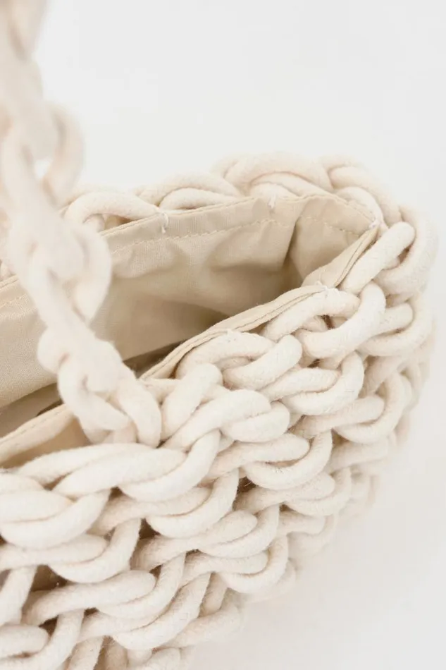 Women MALENA Braided Shoulder Bag Bone LAMARQUE Bags Women MALENA Braided Shoulder Bag Bone LAMARQUE Bags