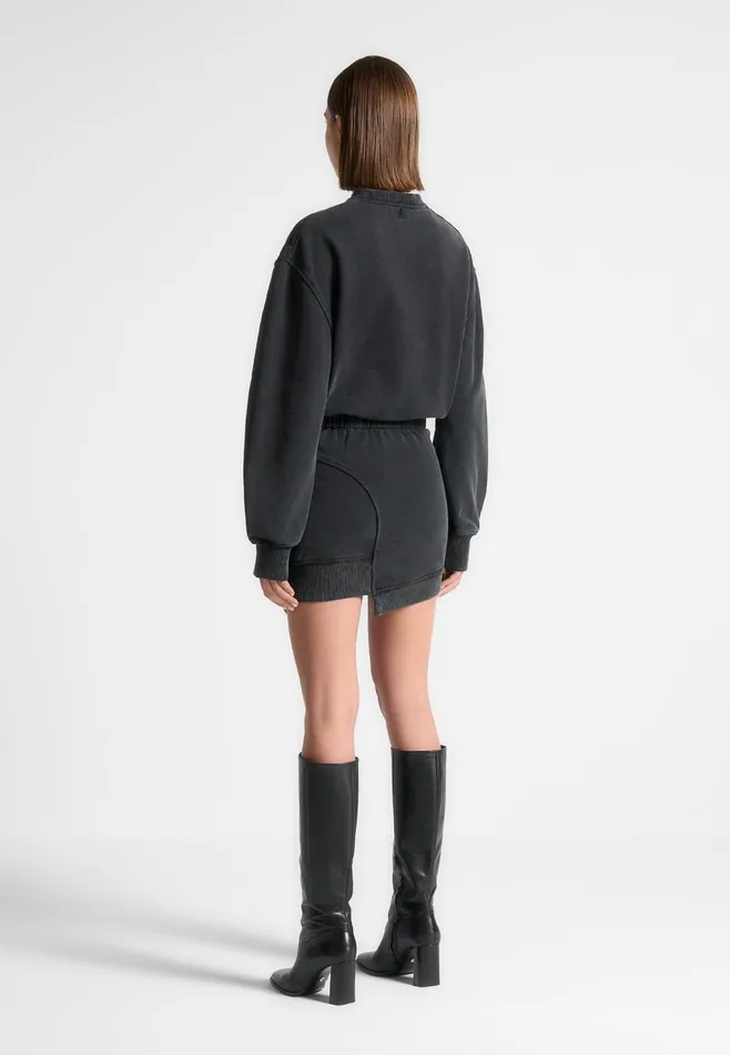 Women Manire De Voir Asymmetric Hem Jumper Dress Washed Black
