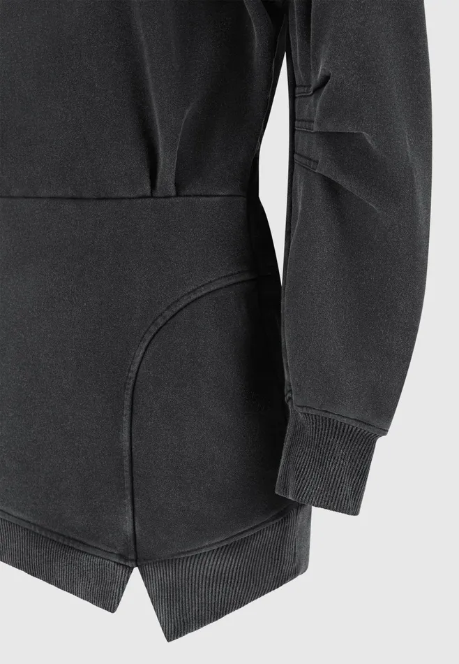 Women Manire De Voir Asymmetric Hem Jumper Dress Washed Black