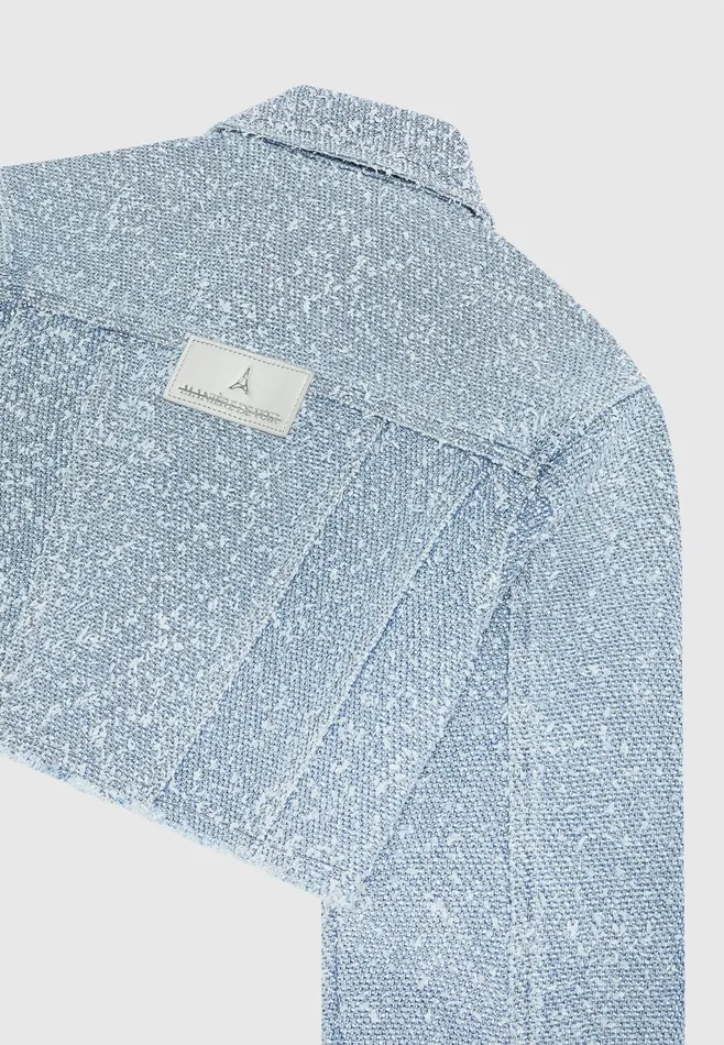 Women Manire De Voir Cropped Boucle Denim Jacket Mid Blue