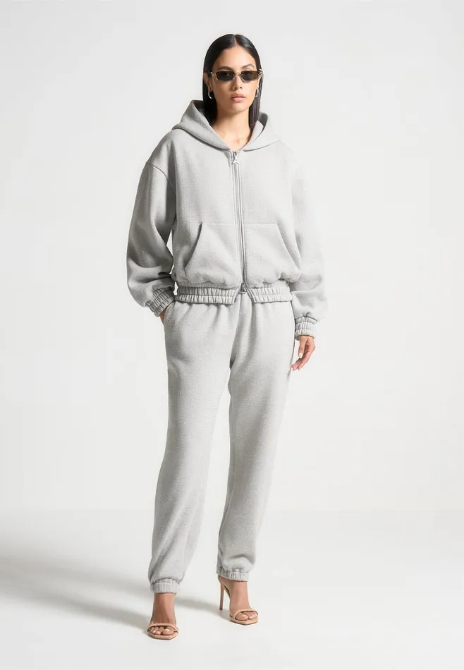 Women Manire De Voir Cuffed Rhinestone Joggers Grey