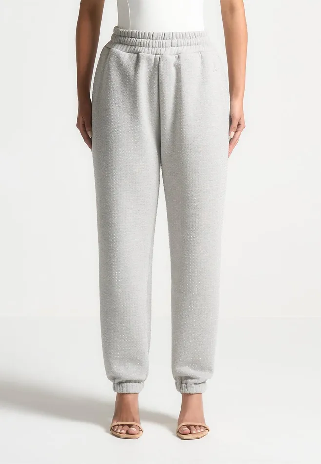 Women Manire De Voir Cuffed Rhinestone Joggers Grey