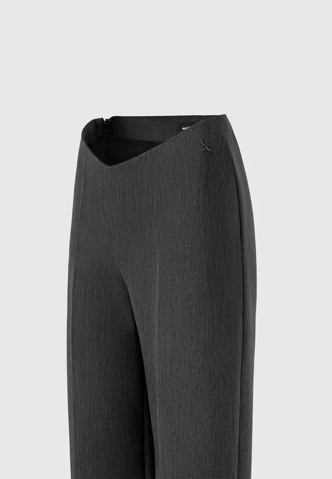 Women Manire De Voir Curved Waist Tailored Trousers Dark Grey
