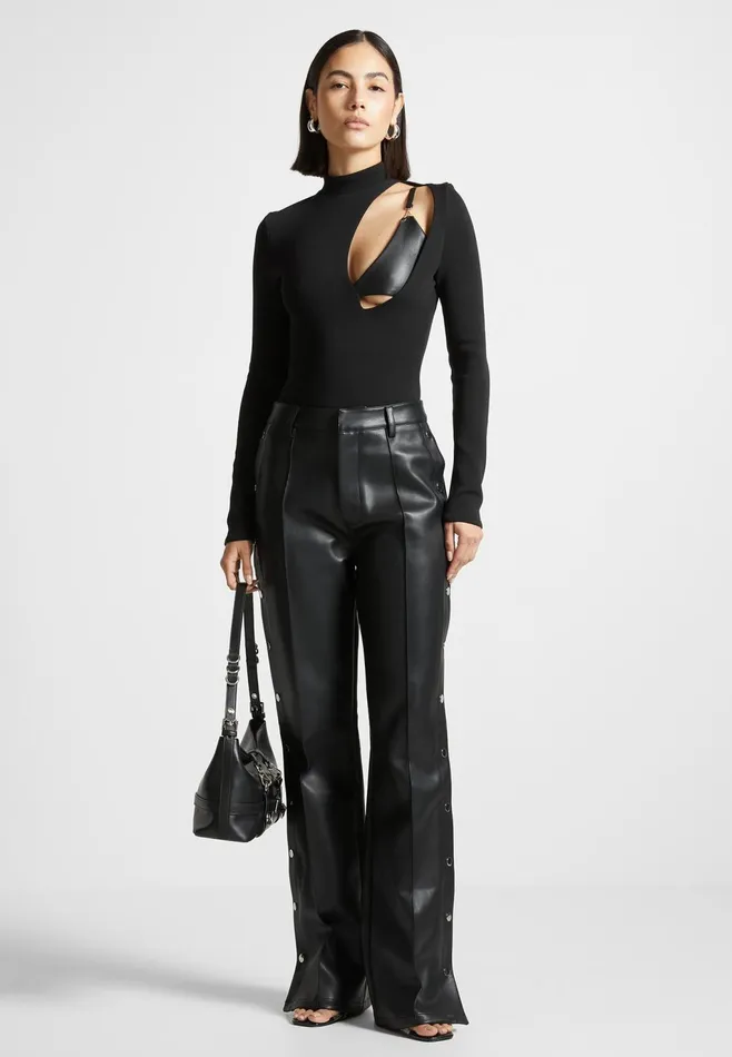 Women Manire De Voir Cut Out Bralette Detail Bodysuit Black