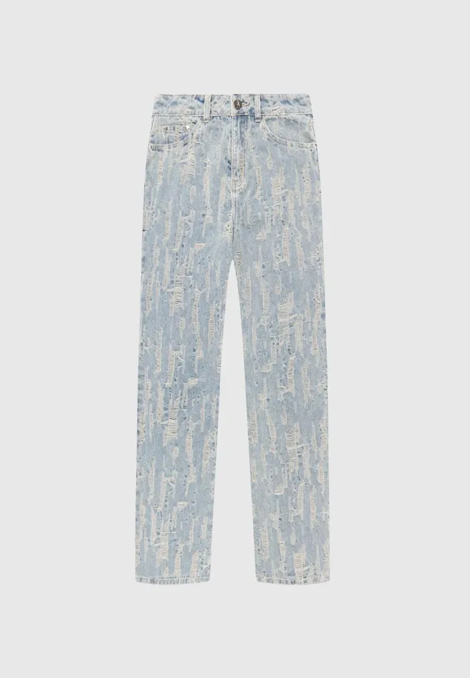 Women Manire De Voir Distressed Boyfriend Jeans Mid Blue