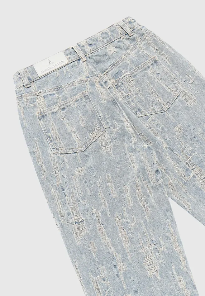 Women Manire De Voir Distressed Boyfriend Jeans Mid Blue