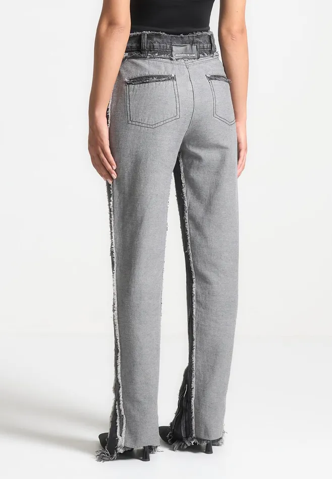 Women Manire De Voir Distressed Mom Jeans Black Washed