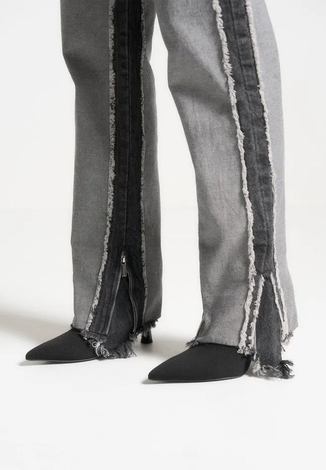 Women Manire De Voir Distressed Mom Jeans Black Washed