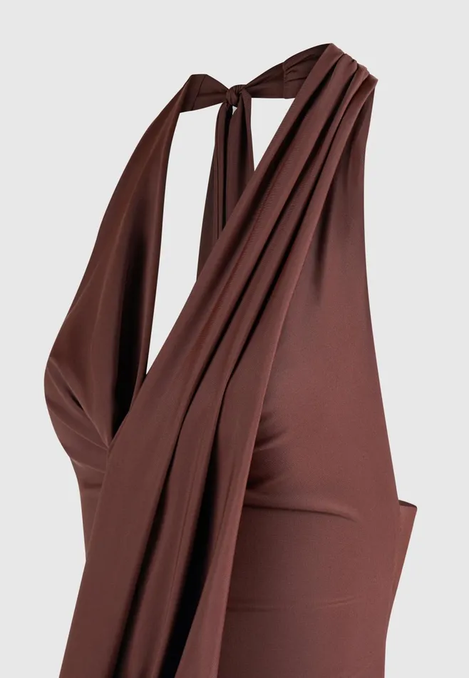 Women Manire De Voir Draped Halterneck Top Brown