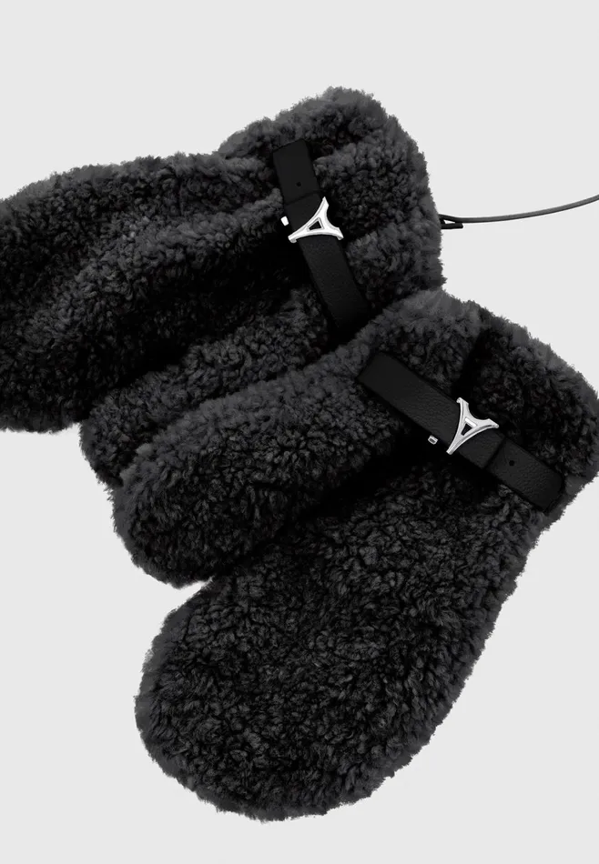 Women Manire De Voir Eiffel Plush Mittens Black
