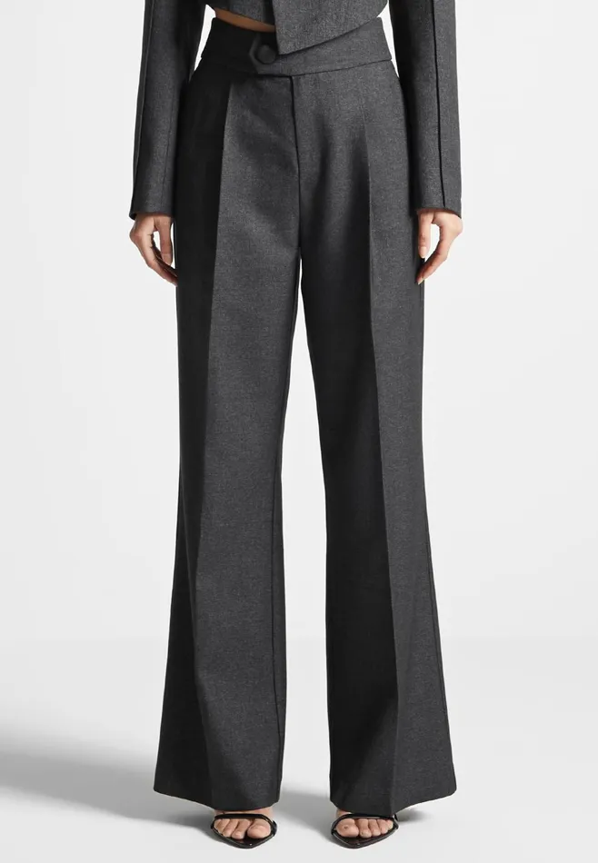 Women Manire De Voir High Waisted Tailored Trousers Dark Grey