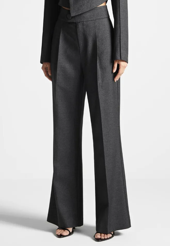 Women Manire De Voir High Waisted Tailored Trousers Dark Grey