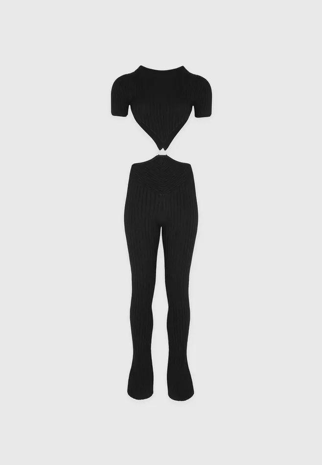 Women Manire De Voir Knitted Backless Jumpsuit Black