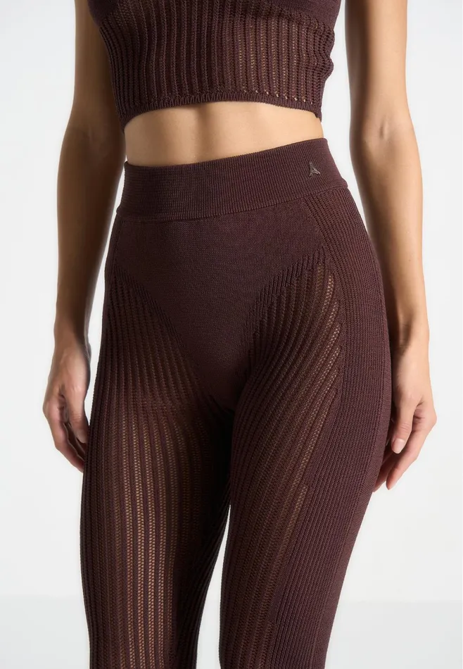 Women Manire De Voir Knitted Contour Footsie Leggings Brown