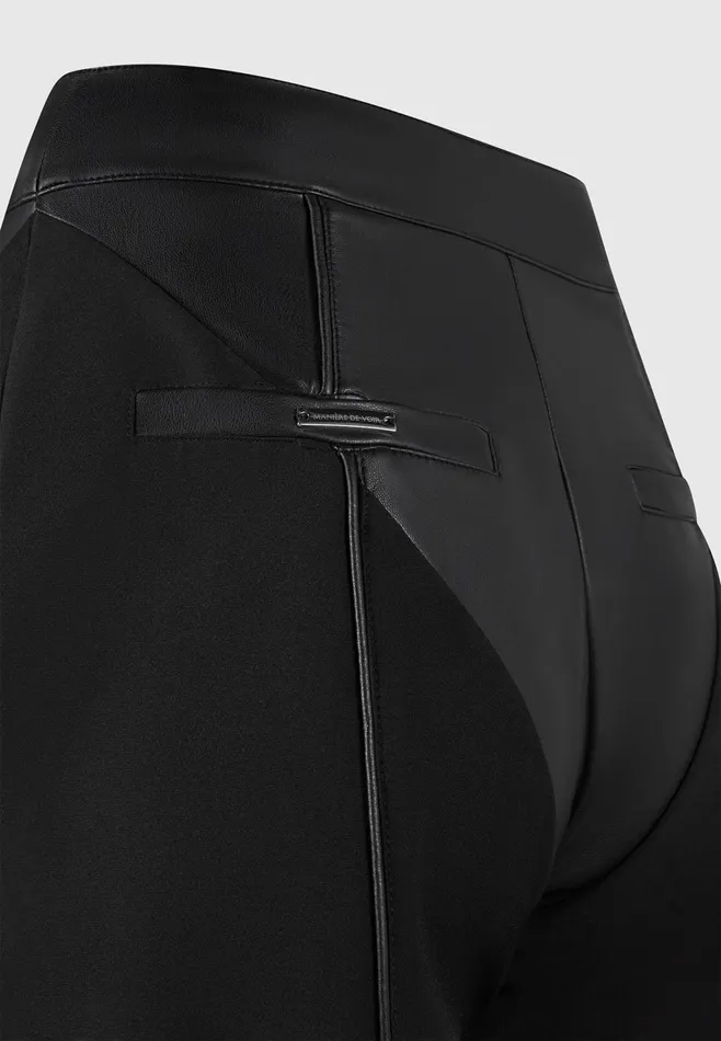 Women Manire De Voir Leather and Woven Trousers Black