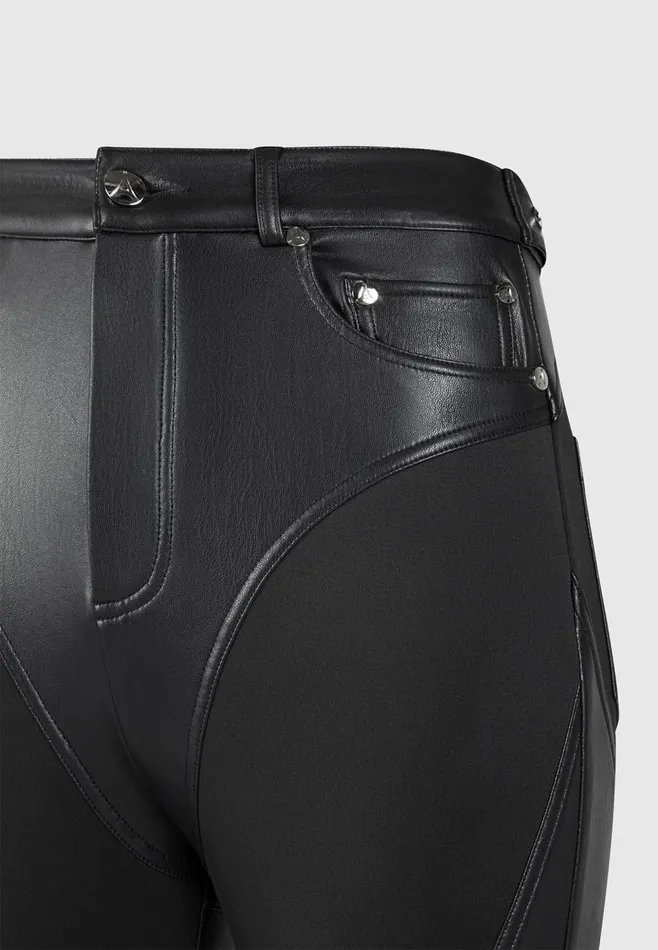 Women Manire De Voir Leather Contour Leggings Black