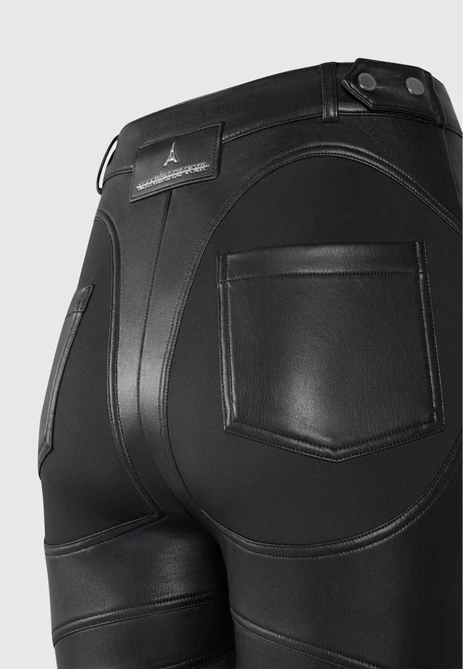 Women Manire De Voir Leather Contour Leggings Black
