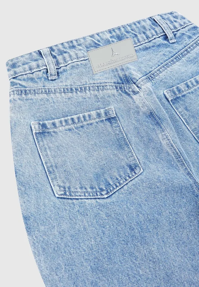 Women Manire De Voir Line Art Boyfriend Jeans Mid Blue