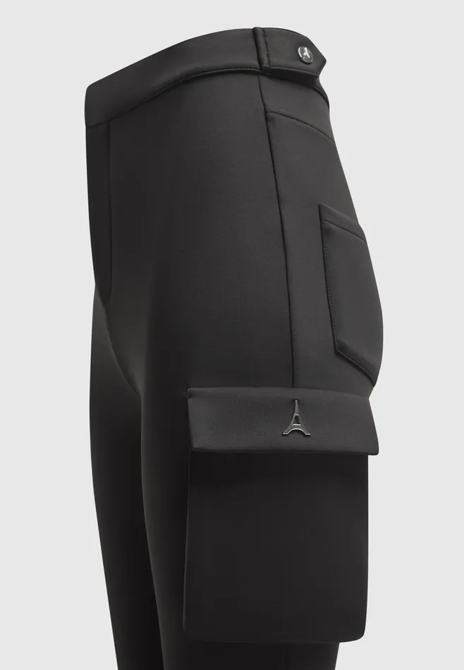 Women Manire De Voir Neoprene Cargo Fit And Flare Leggings Black