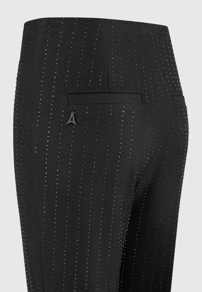 Women Manire De Voir Rhinestone Tailored Straight Leg Trousers Black