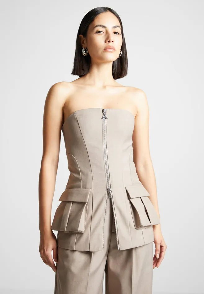Women Manire De Voir Tailored Longline Bandeau Top Taupe
