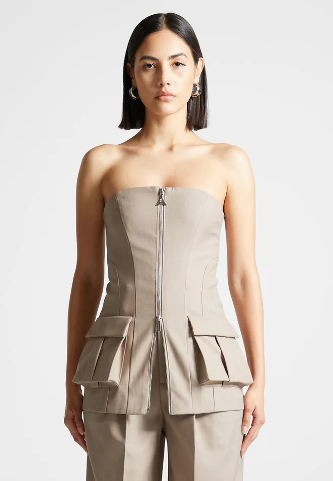 Women Manire De Voir Tailored Longline Bandeau Top Taupe