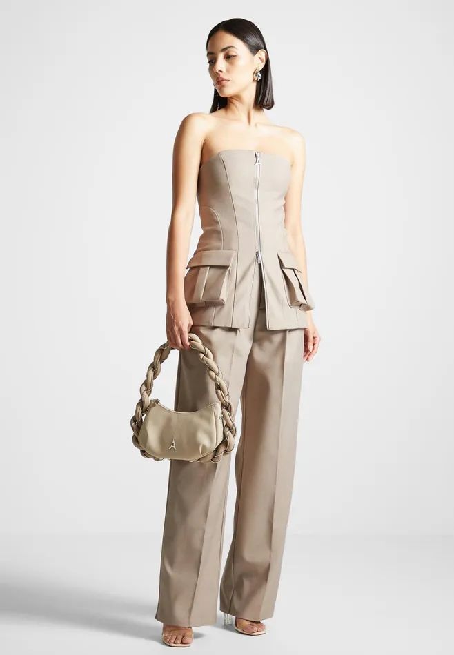 Women Manire De Voir Tailored Longline Bandeau Top Taupe