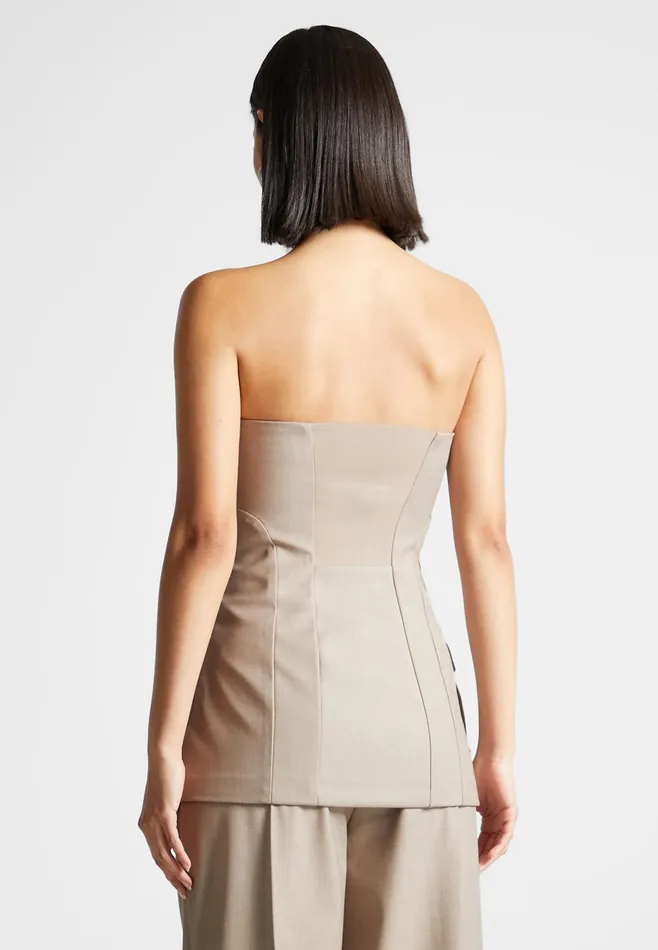 Women Manire De Voir Tailored Longline Bandeau Top Taupe