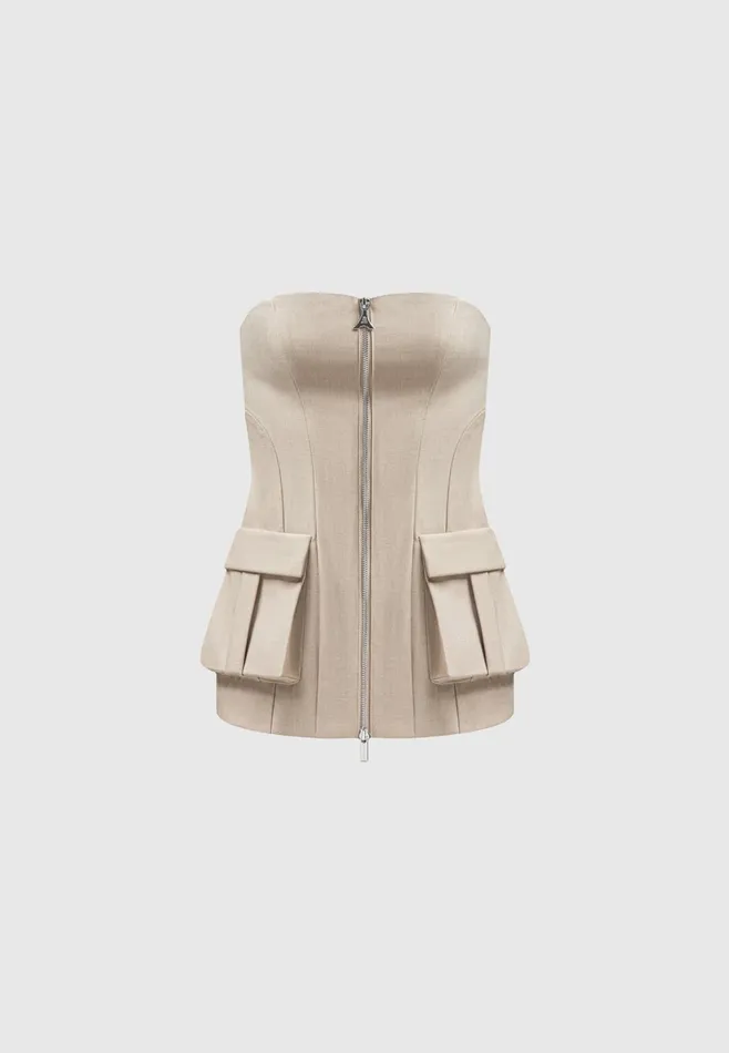 Women Manire De Voir Tailored Longline Bandeau Top Taupe