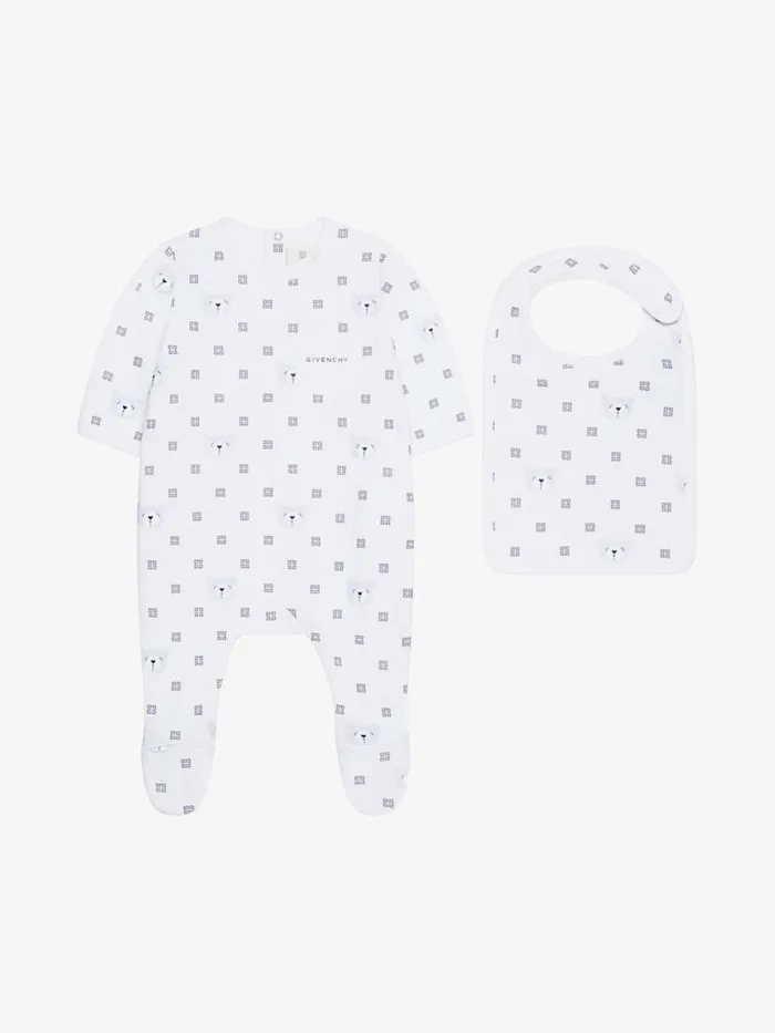 WomenMen Baby 1 Month To 3 Years Givenchy Pyjamas Bib And Case In 4G Cotton Gift Set White