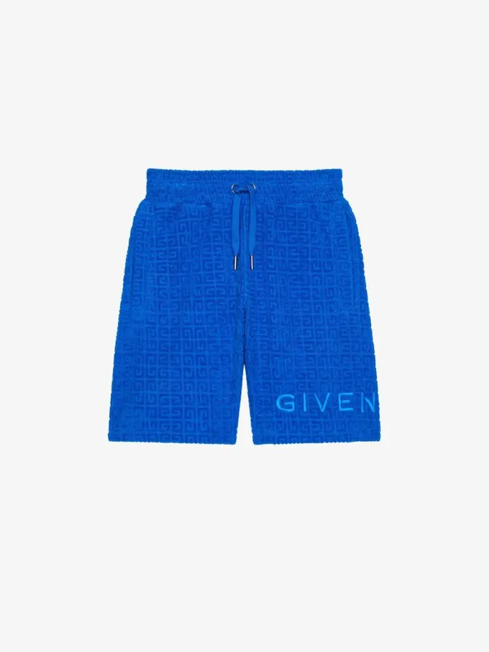 WomenMen Plage Capsule Givenchy GIVENCHY Bermuda Shorts In 4G Cotton Towelling Jacquard Royal Blue