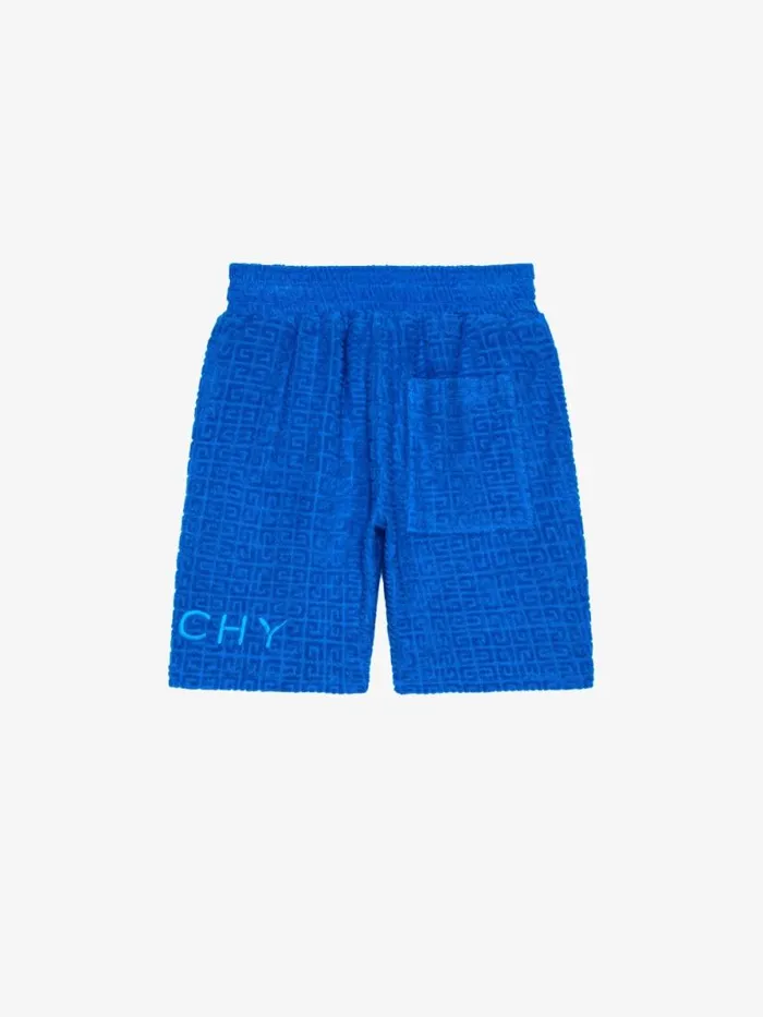 WomenMen Plage Capsule Givenchy GIVENCHY Bermuda Shorts In 4G Cotton Towelling Jacquard Royal Blue