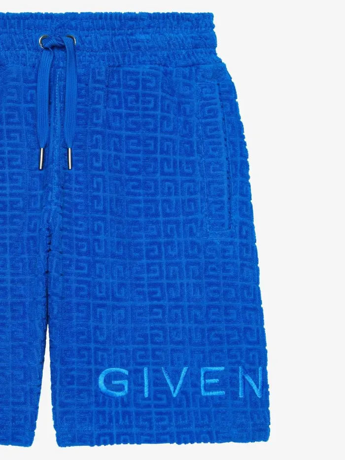 WomenMen Plage Capsule Givenchy GIVENCHY Bermuda Shorts In 4G Cotton Towelling Jacquard Royal Blue