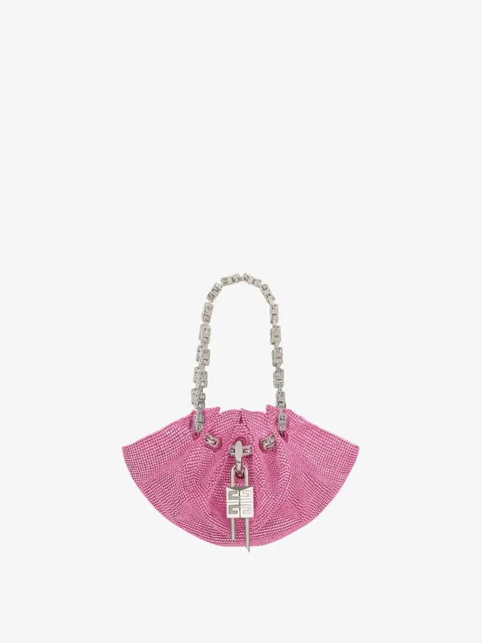 Women Micro Bags Givenchy Mini Kenny Bag In Satin With Strass Neon Pink