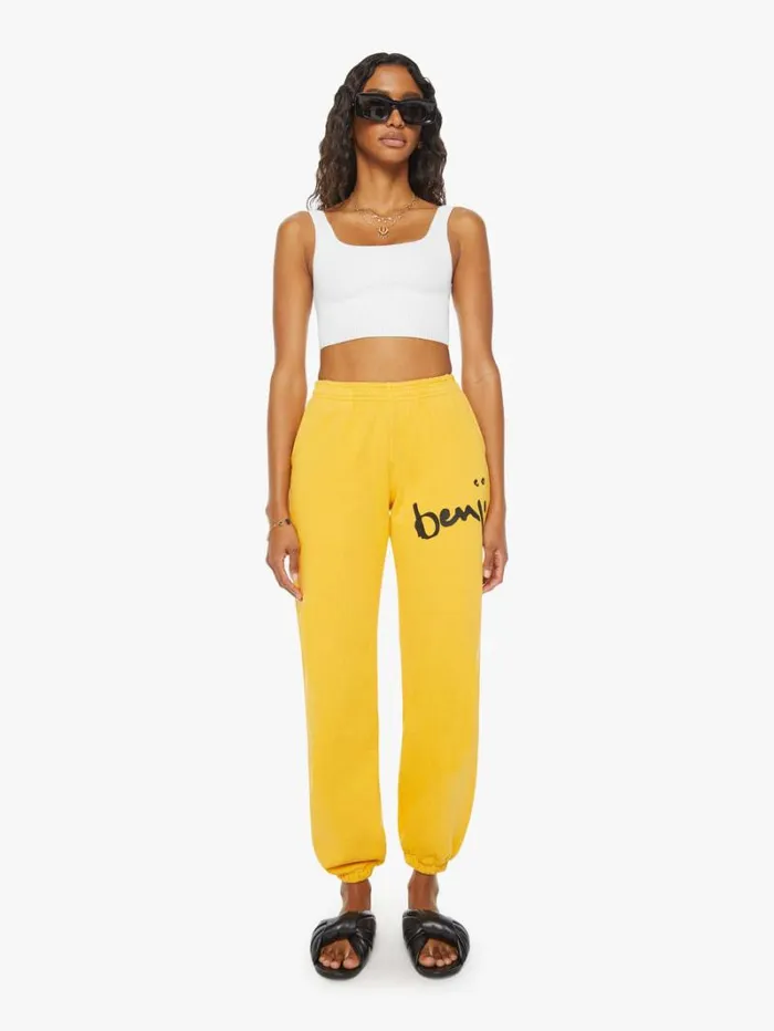 Women Mother Denim Benji Sweatpants Mustard