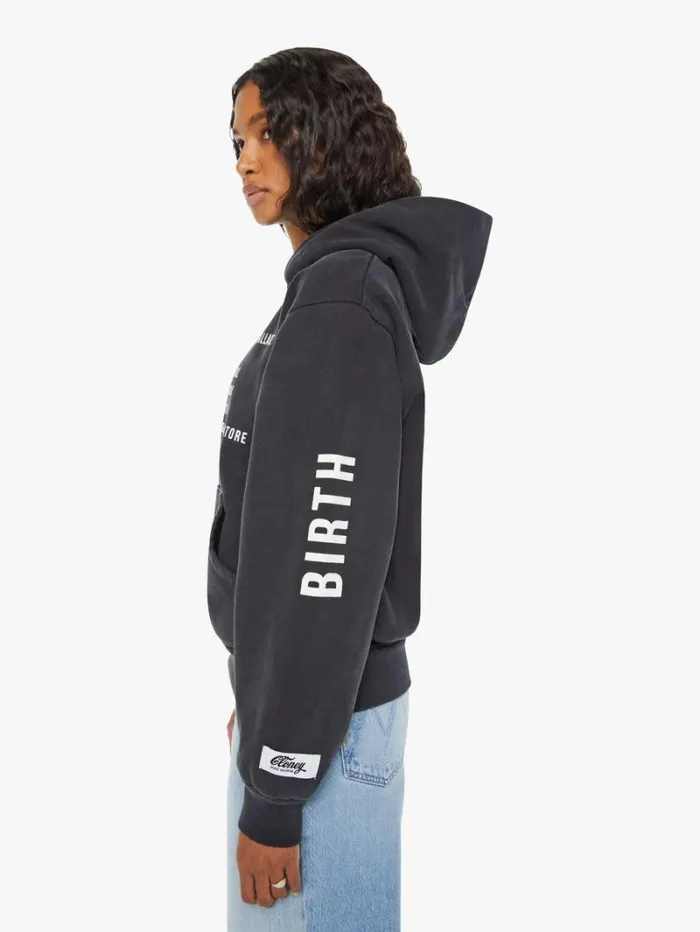 Women Mother Denim Biggie Pull Over Hoodie Black
