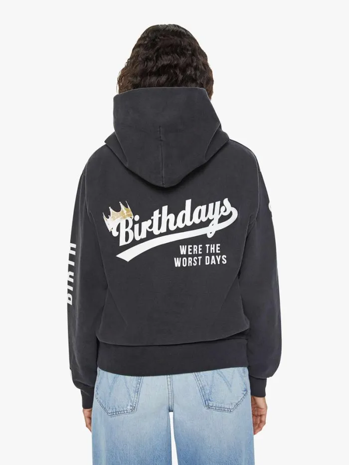 Women Mother Denim Biggie Pull Over Hoodie Black
