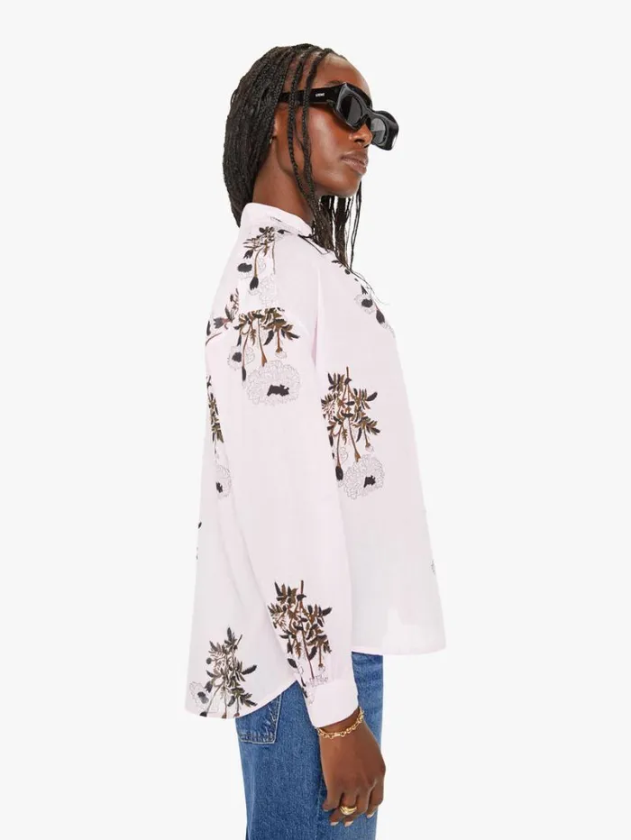 Women Mother Denim Kiki Bloom Shirt Pink Anemone