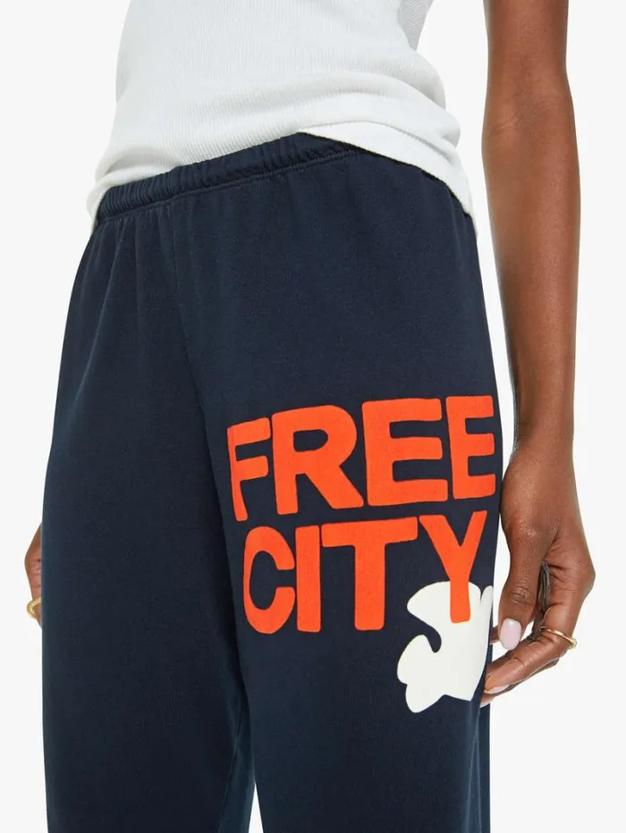 Women Mother Denim Large Sweatpant Squids Electric Navy