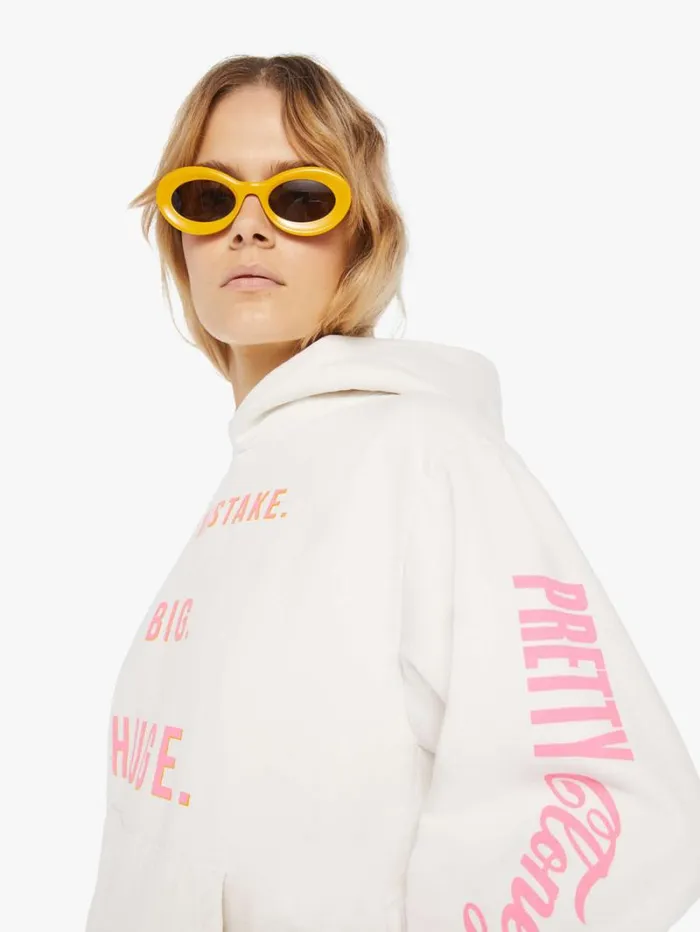 Women Mother Denim Pretty Pullover Hoodie White