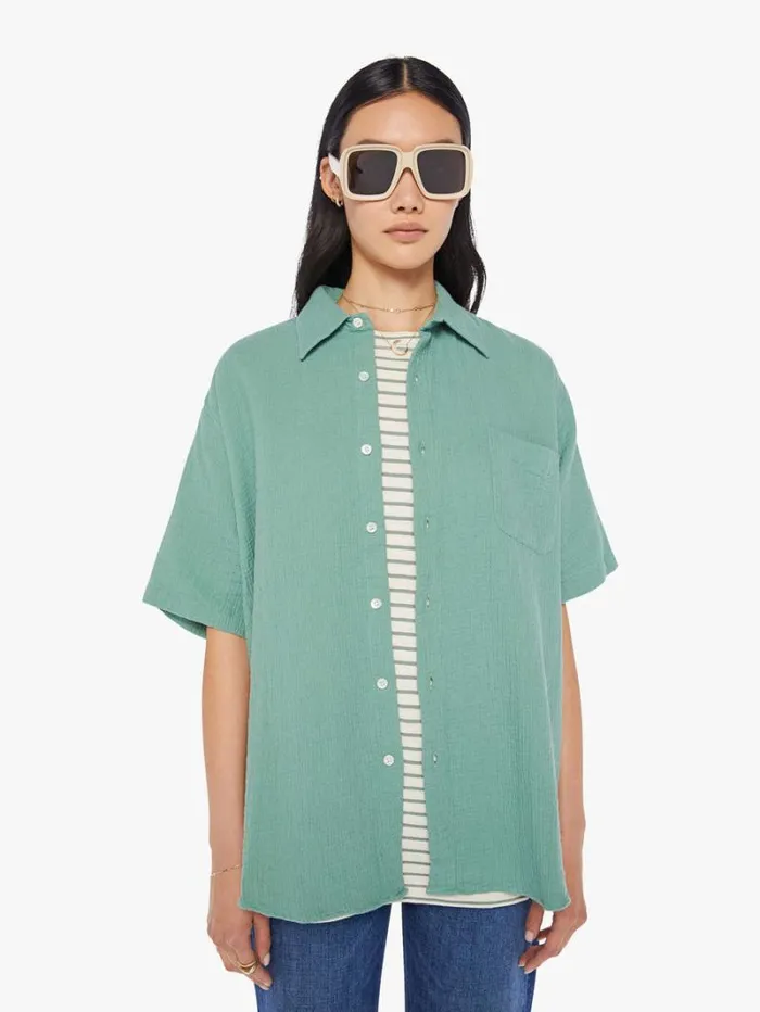 Women Mother Denim Roque Shirt Green Bay