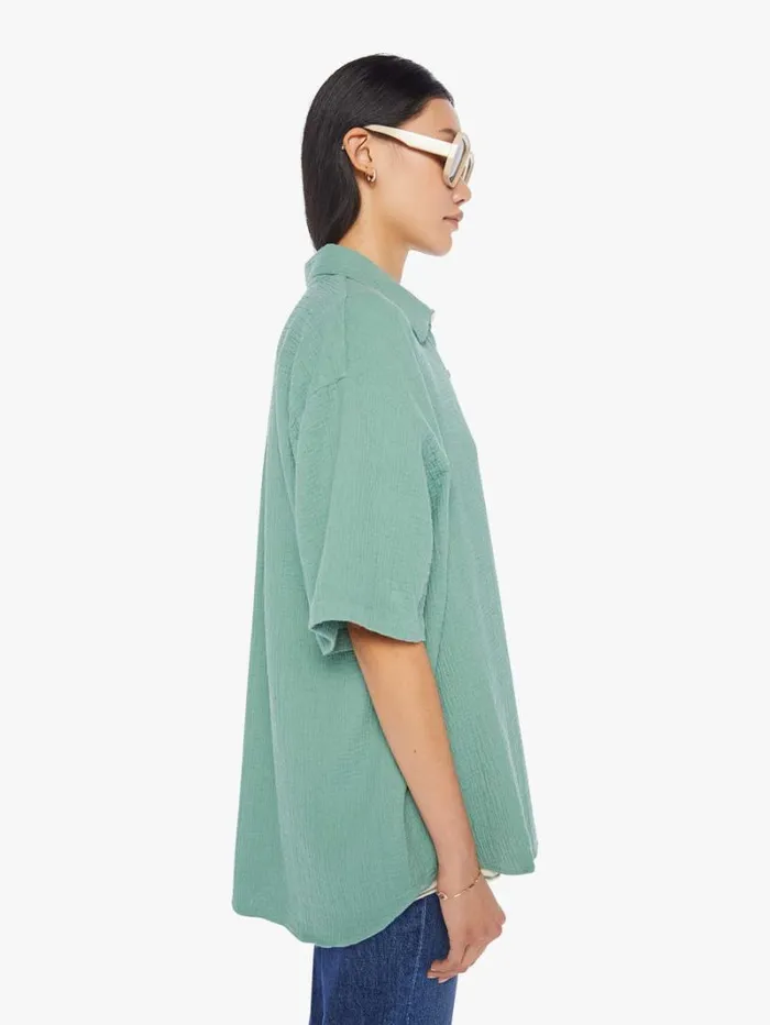Women Mother Denim Roque Shirt Green Bay