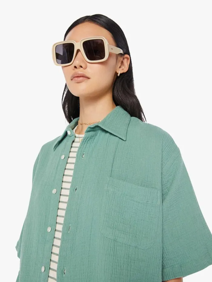 Women Mother Denim Roque Shirt Green Bay