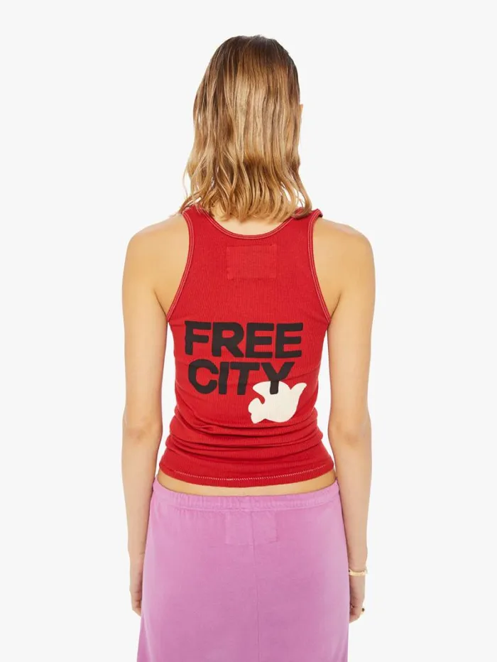 Women Mother Denim Rtu1999 Supervintage Tank Artyard Red