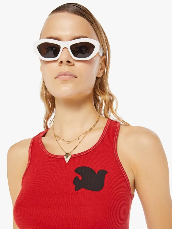 Women Mother Denim Rtu1999 Supervintage Tank Artyard Red