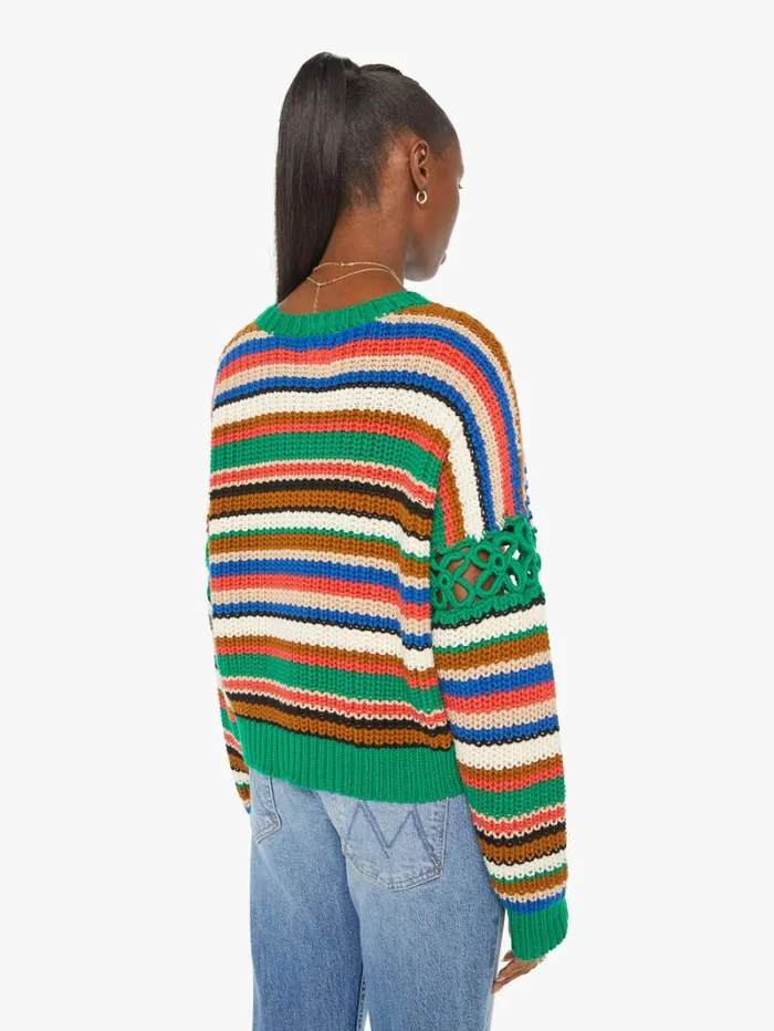Women Mother Denim The Long Drop Pullover Inset Flower In The Storm