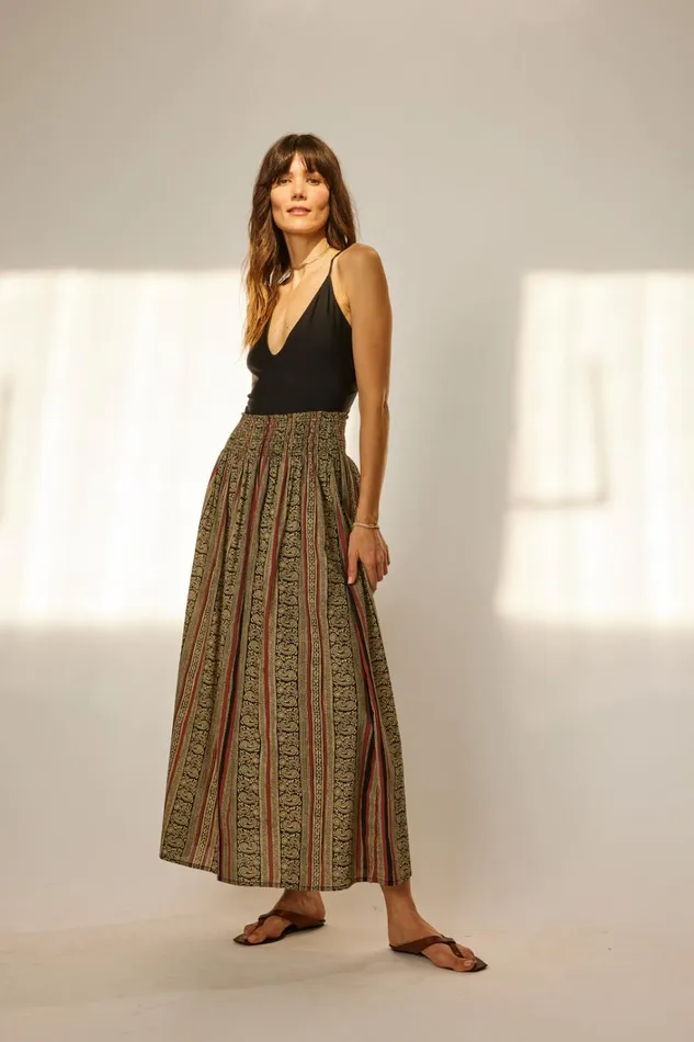 Women Natalie Martin Bottoms Bella Skirt Paisley Stripe Black Women Natalie Martin Bottoms Bella Skirt Paisley Stripe Black