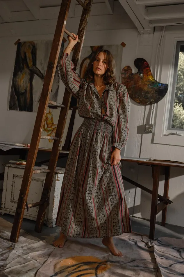 Women Natalie Martin Bottoms Bella Skirt Paisley Stripe Black Women Natalie Martin Bottoms Bella Skirt Paisley Stripe Black