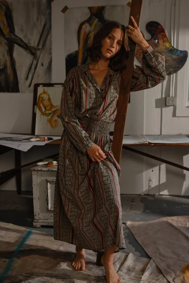 Women Natalie Martin Bottoms Bella Skirt Paisley Stripe Black Women Natalie Martin Bottoms Bella Skirt Paisley Stripe Black